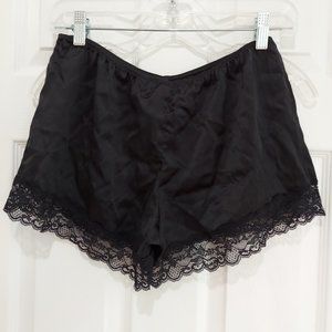 Intimissi Black Satin Lace Trim Shorts